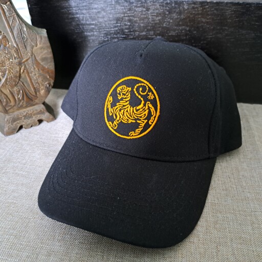 Black Shotokan Tiger Cap Yellow Gold.jpg